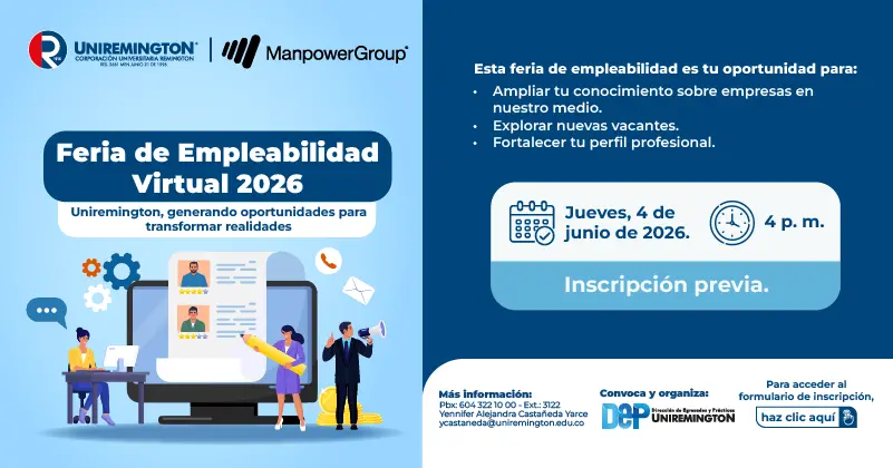 Feria de Empleabilidad Virtual Uniremington 2026 - Carrusel Feria de Empleabilidad Virtual Uniremington 2026 - Carrusel