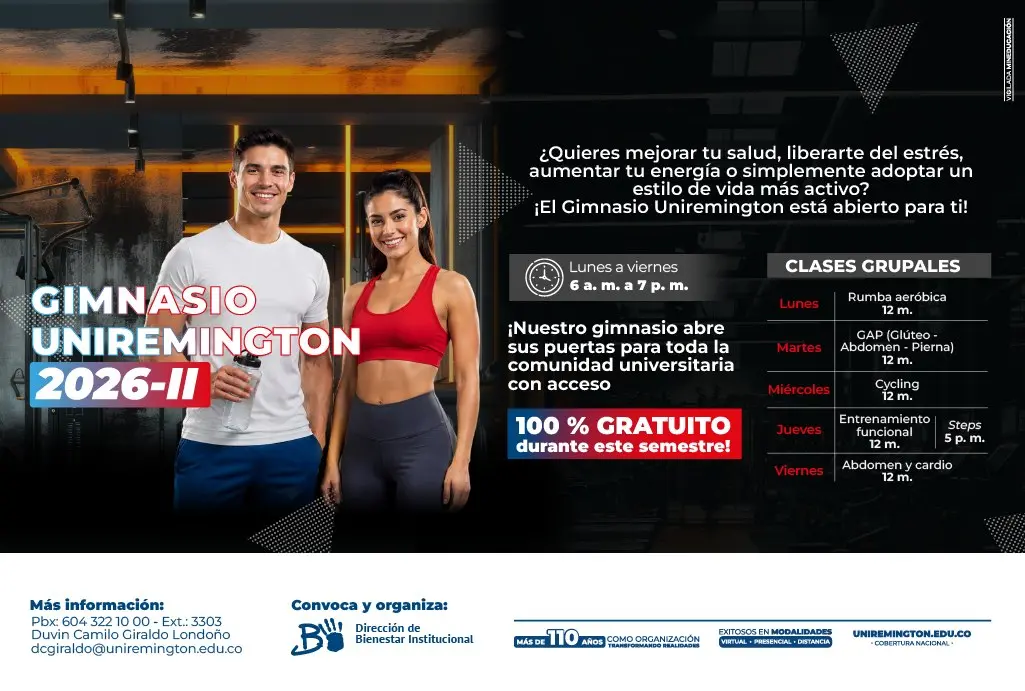 Horarios y clases grupales Gimnasio Uniremington 2026-II Horarios y clases grupales Gimnasio Uniremington 2026-II